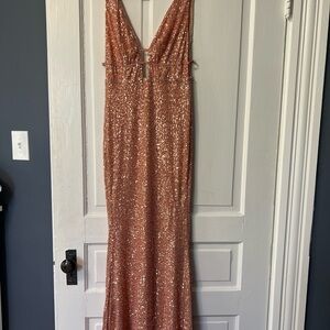 Hello Molly Rose Gold Sequin Maxi Dress